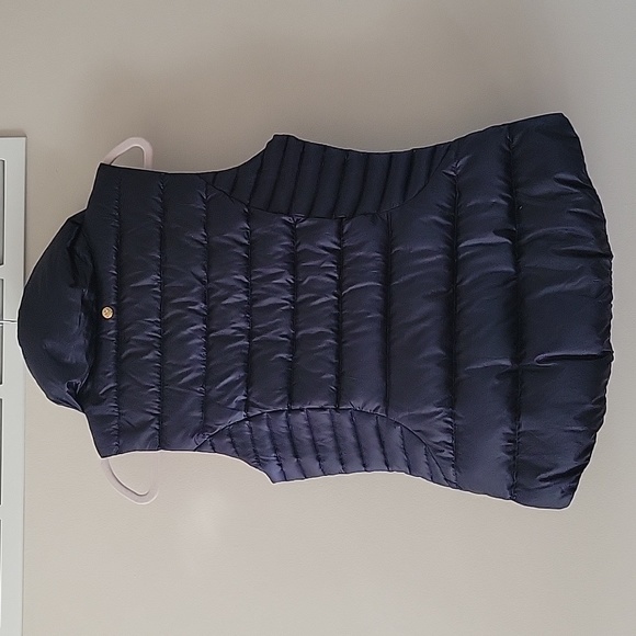Lilly Pulitzer Navy Blue Down Feather Puffer Vest Small Floral Lining - Picture 5 of 10